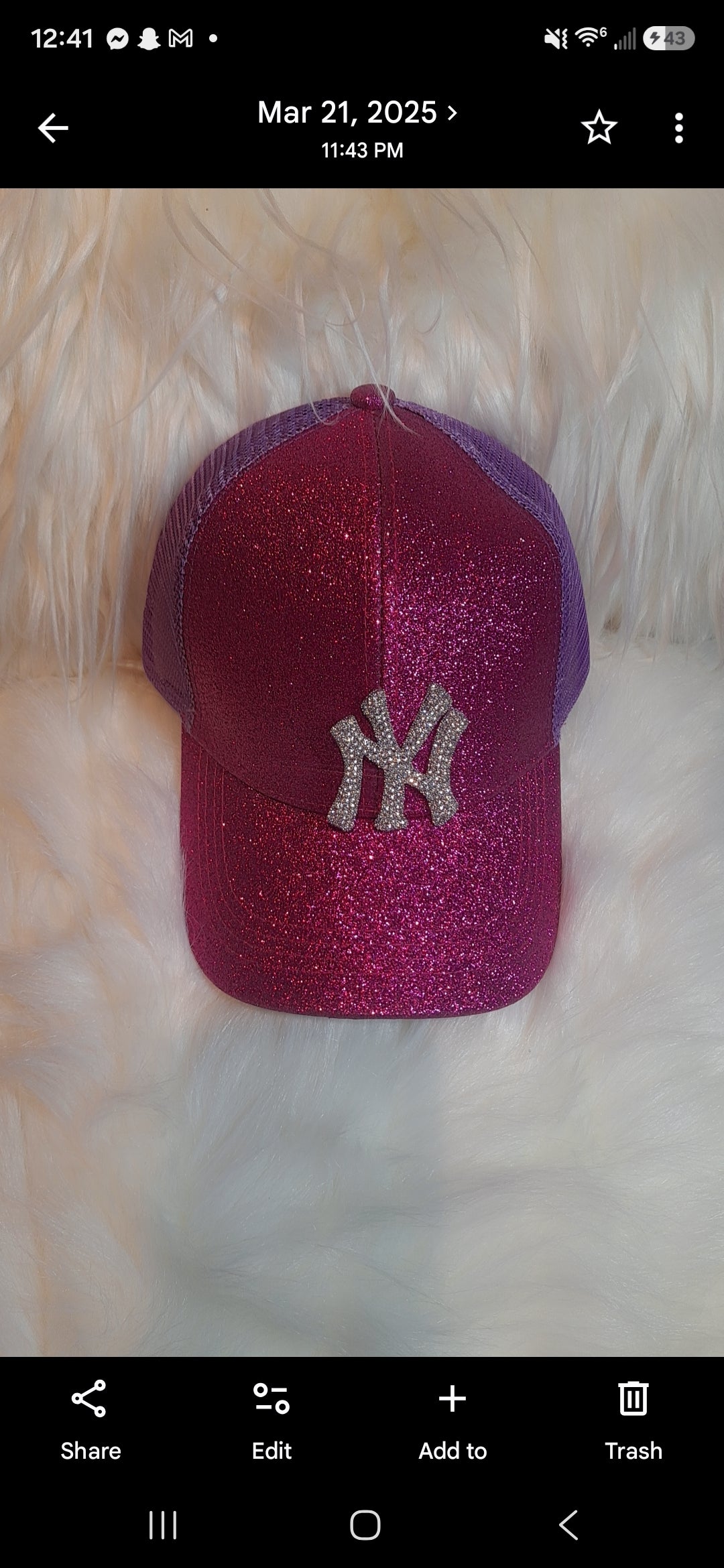 Glitter Ponytail NY Baseball Cap