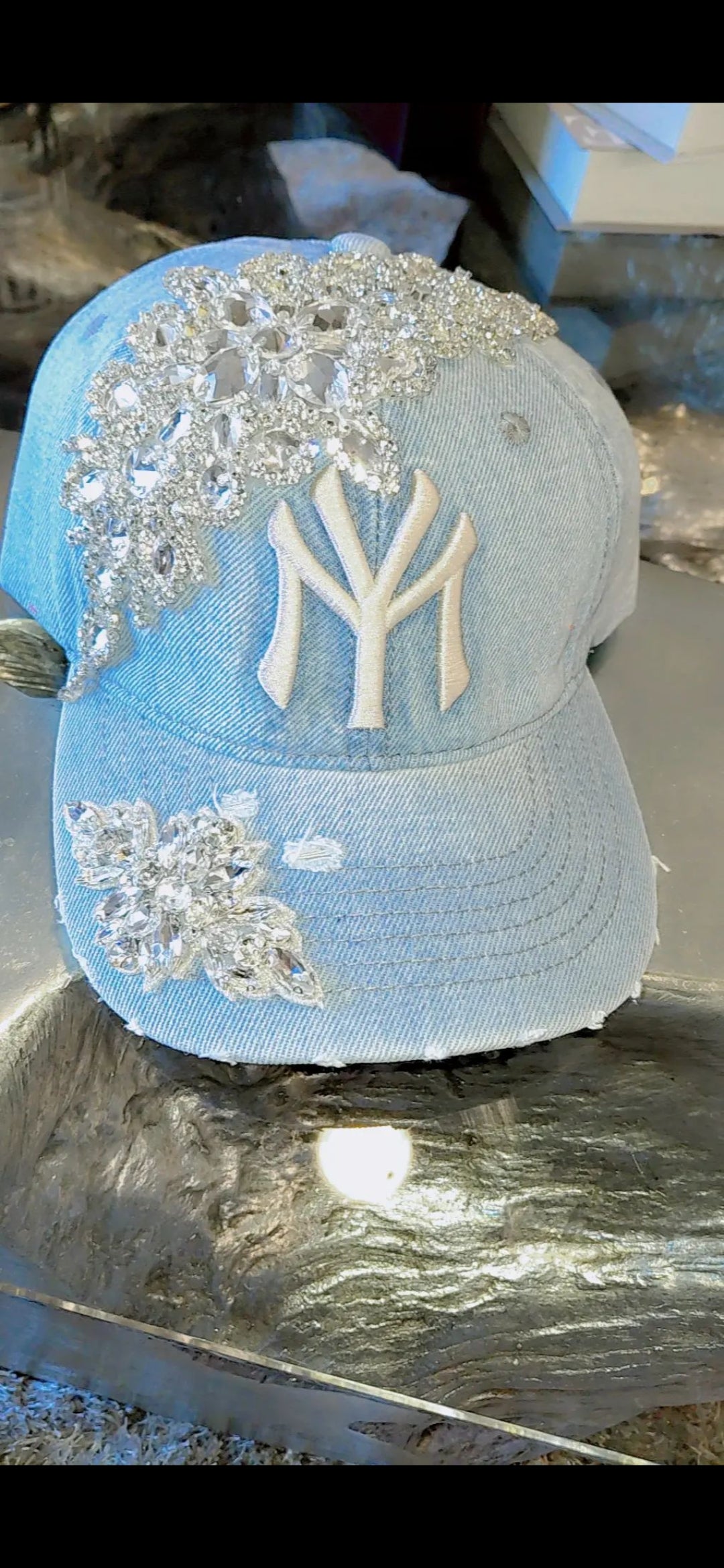 Double Bling Crystal NY Baseball Cap
