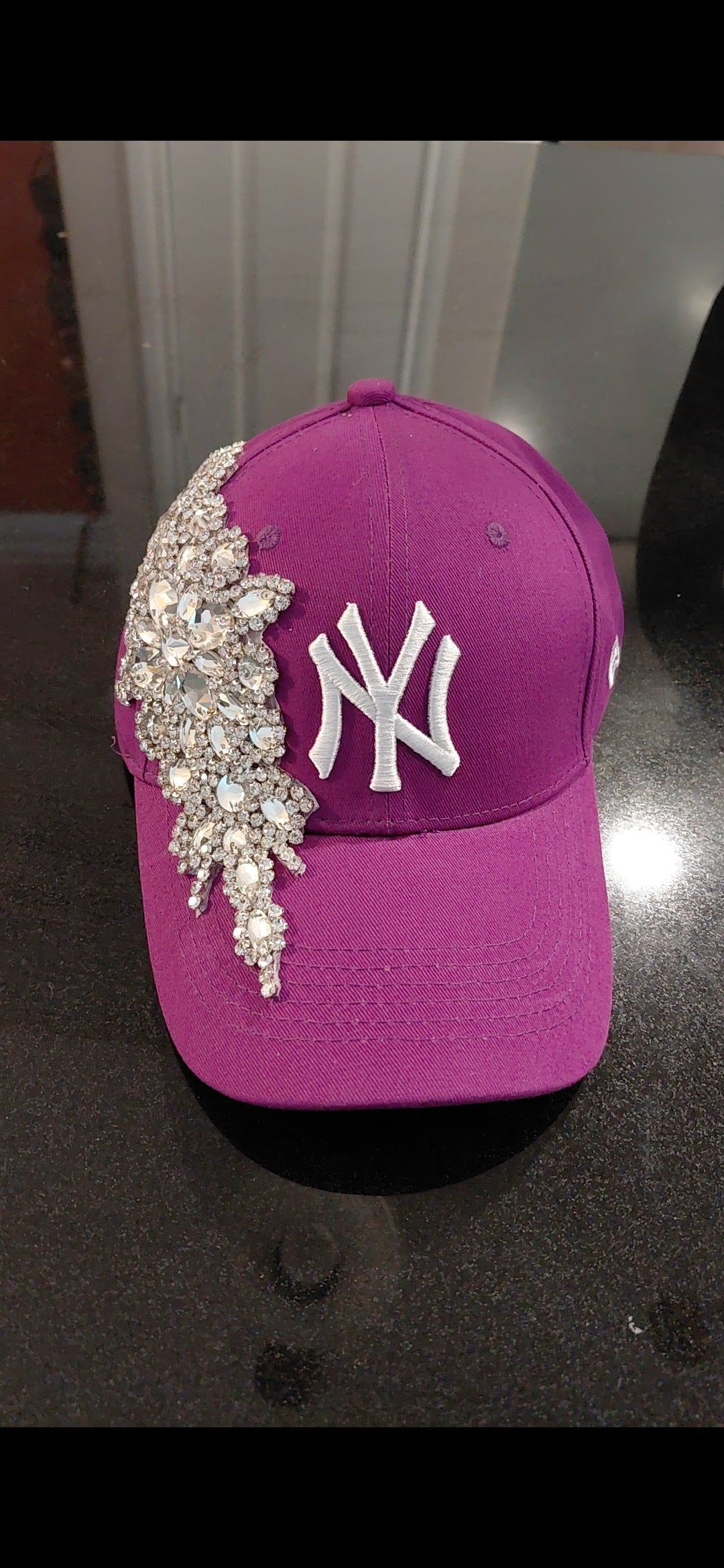 Side Bling Crystal NY Baseball Cap