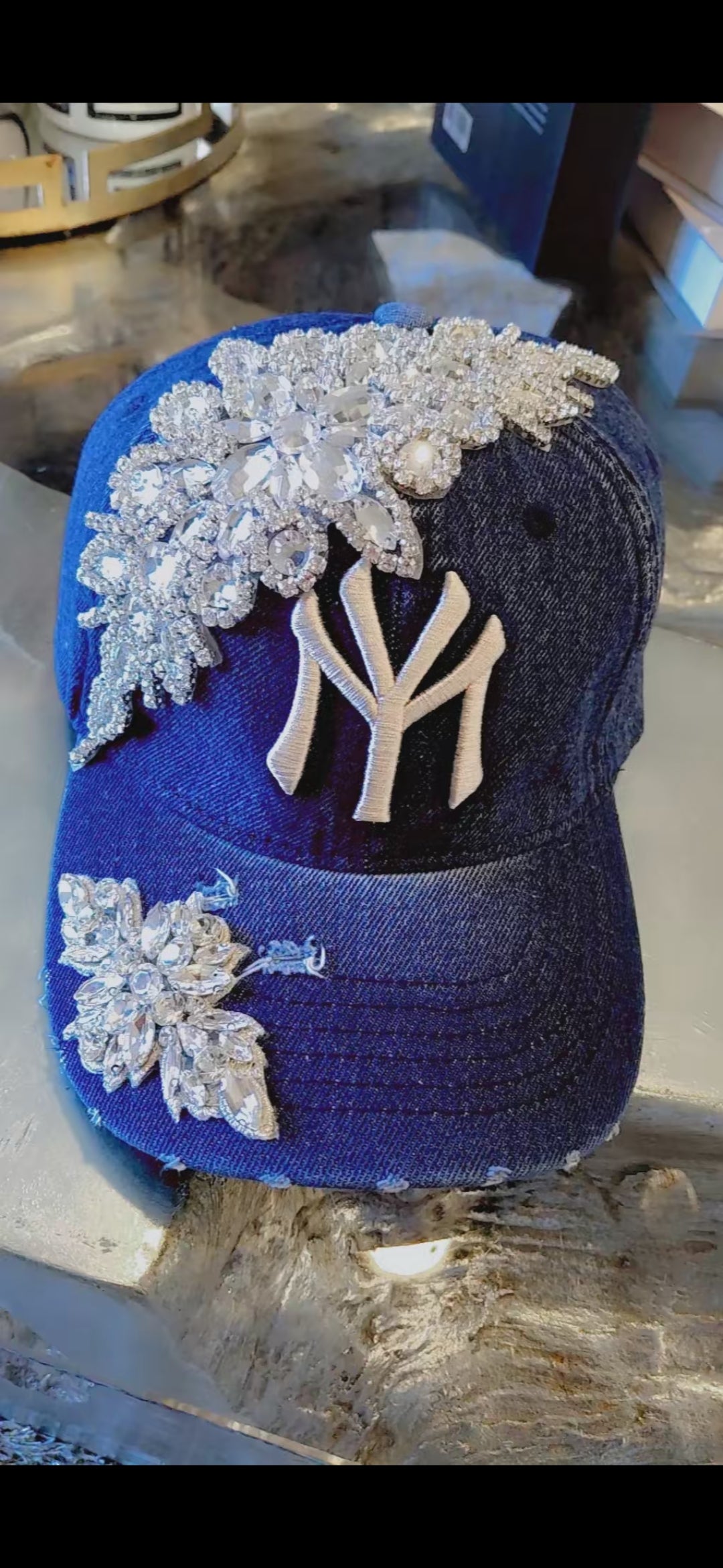 Double Bling Crystal NY Baseball Cap